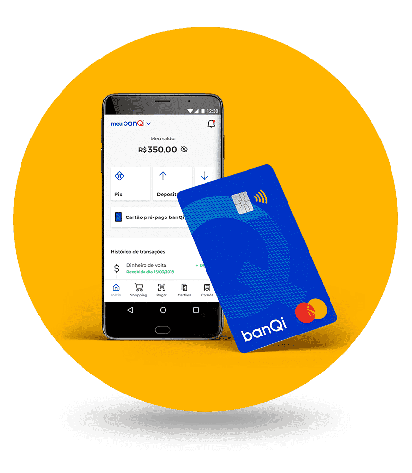 app e cartao banqi circulo amarelo